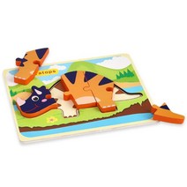 3개뿔 트리케라공룡 영유아 원목퍼즐 유치원 블럭 나무퍼즐 유아블럭 아기