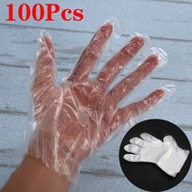 음식물처리기 100pcs 일회용 장갑 다기능 장갑 주방 요리 가정용 청소 식품 플라스틱 식품 준비 안전 장갑, 없음