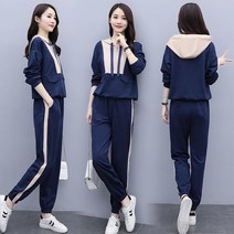 여성 패션 후드 맨투맨 트레이닝 세트 봄 가을 캐주얼 긴바지 투피스 상하의 세트 20대 30대 40대