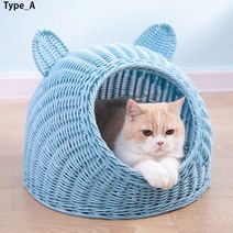 푸아이 등나무 고양이집 라탄소재 둥지하우스 사계절용 캣하우스 애견하우스PRW072, Type_A