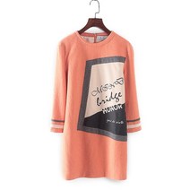 플라워 패턴 원피스 하우스 봄 가을 룩 전문점 궤짝을 치우다 여성의류 오렌지색 캐쥬얼 스트레이트핏 일자 2636780689