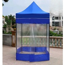 슬러지 보관함 천막 폐기물 보관 화물차 야외 저장, 1.2x1.2 파란색 텐트 + 투명 천 3개