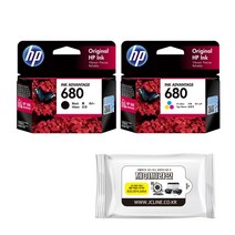 HP 정품잉크 680검정 컬러 2색 세트 DeskJet 2135 3630 3635 3835 4535 4675, 정품_680검정,컬러 세트_항균물티슈, 1개