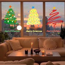 정전기 스티커 카페 크리스마스 장식 상점 커피 숍 창 유리 문 트리 소품, K