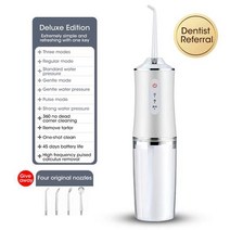 구강세정기 치아세정기 물칫솔 구강 irrigator 휴대용 물 워터 제트 이쑤시개 3 모드 치아 클리너 치아 구강 청소 기계 물 flosser, 하얀