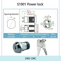 금속 전자 잠금 키 스위치 102 135 1203 2801 전원 0.5A250VAC 4A125VAC 2A250VAC 5 세트 10 20 12mm 1619mm 2, [07] S1901(1NO-1NC), [02] 10 sets