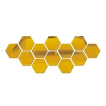 전신거울 12 개대 diy 3d 벽 스티커 육각 홈 장식 장식 스티커 아트 벽 장식, 46x40x23mm, 금