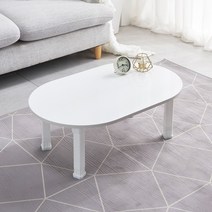 퍼니우드 E0등급 프리미엄보드 접이식테이블 좌식 테이블, 라운드 대(500X800) 화이트