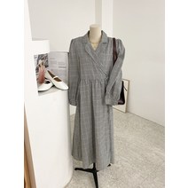 허니제이 / 노이튼 카라 잔체크 랩 원피스(2color)