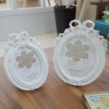 [기간행사]리본액자 화이트 (2size) 타원 KSO-빈티지, 4X6, 4X6