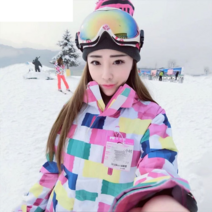 여성 스키복 핑크 컬러풀 보드복 상하 세트 L