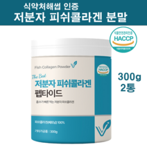 저분자 피쉬콜라겐 가루 분말 식약처인증 초저분자 500달톤 수용성 콜라겐 펩타이드 100% 어류콜라겐 3세대 어린 콜라겐 먹는 이너뷰티 명태 대구 생선 비늘 껍질 HACCP 인증, 300g, 2병