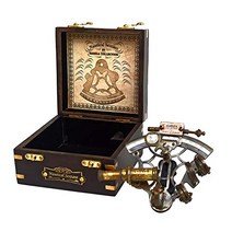 Hanzla 컬렉션 해상 항법 기기 황동 육분의 골동품 선박 나무 상자가있는 Astrolabe, J. 스콧 스타일