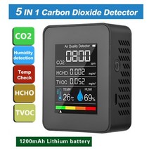 휴대용 가정용 가스 누출 감지기 측정기 탐지기 경보기 센서 검출기 6 In 1 PM2.5 PM10 HCHO TVOC CO CO2 다기능 대기 질 이산화탄소 포름알데히드 모니터 LC, [03] 5 in 1 Black
