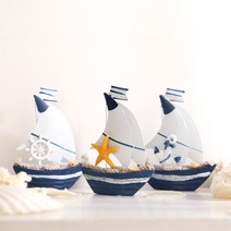 미니 마린 철제 요트 1P-여름 장식 다양한 색상 미니 요트 보트 배 모형 철재 여름데코 바다장식 인테리어 소품, 닻