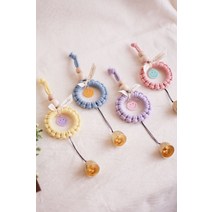 DIY 미니 스마일 링 도어벨 만들기 키트 다양한 색상 마크라메 현관문종 공예재료 단체주문, 레몬, B타입_스마일참(핑크)