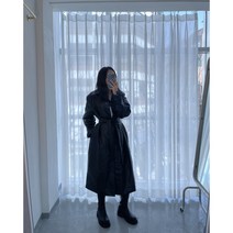 돌체비타샵 가죽 오버핏 허리끈 트렌치 롱 코트