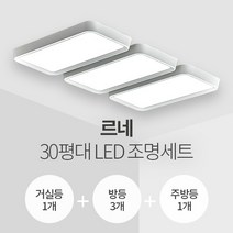 더엘이디 르네 30평대 LED조명 세트 (거실1+방3+주방1 삼성칩 KS인증), 화이트
