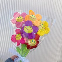 꽃다발 졸업식 선택) 꽃인형 인형(색 천꽃 꽃다발 생일 어린이집 입학식 만들기 유치원 헝겊꽃 식목일 32cm, 핑크