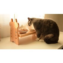 애완 고양이 그릇 개 그릇 애완 동물 테이블 고양이 그릇 고양이 분지 음식 분지 더블 그릇 그릇 랙 애완 동물 그릇 랙 개 테이블 고양이 용품, M-중간, A.아메리칸 비비펫 화이트 캣 이어 페어