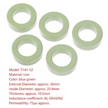 5Pcs 36*22.4*10.5mm T141-52 철 페라이트 토 로이드 코어 인덕터 파란색 녹색 링 분말