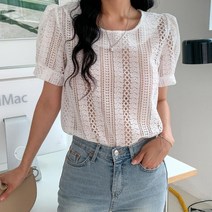 [바보사랑] 여자 여름 데일리 레이스 반팔 블라우스