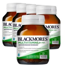 뉴질랜드 블랙모어스 Blackmores Multi For Men 남성 멀티비타민 서스테인드 릴렉스 60정, 5팩