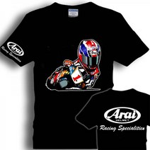 아라이 오토바이 바이크 라이딩 레이싱 반팔티 면티 티셔츠, S, 14