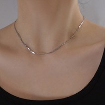 써지컬스틸 사각 커팅 납작 클립체인 목걸이