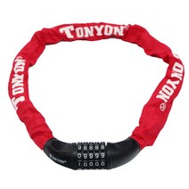 자전거 자물쇠 번호 열쇠 TONYON 보안장치 바이크 비번락 잠금장치 초강력 체인락, 레드