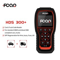 자동차HUD 헤드업디스플레이 HUD Fcar HDS300 OBD 스캐너 ABS DPF 진단 도구 및 트럭용 엔진 점검 오류 코드 읽기 평생 무료 업데이트 2 in 1, 1.빨간