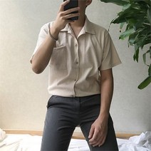 4컬러 베이직 오픈카라 반팔 셔츠 (4286016)