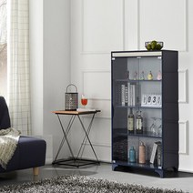 모던탑21 샤이니 LPM 600-4단 유리 장식장 [네이비] 진열장, 네이비