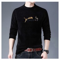 사랑해 남자 겨울 체닐과 벨벳 패딩 둥근 목 니트 스웨터 니트 따뜻한 바닥 셔츠1