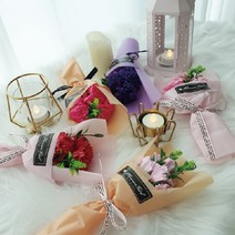 향기가득 카네이션 비누꽃 다발 3송이+포장+플라워박스 바구니 어버이날 스승의날, (퍼플)12꽃길만걸으세요