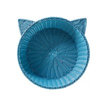 라탄 고양이하우스 쥬쥬베 냥이 바구니 하우스 - 블루