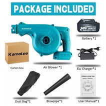 브로워 Kamolee21000rpm 깨끗한 공기 송풍기 및 흡입 정원 가정용 자동차 컴퓨터 먼지 부는 수동 전동 공구 배터리 포함, [01] 1 Battery EU, [04] AU, 01 1 Battery EU_04 AU