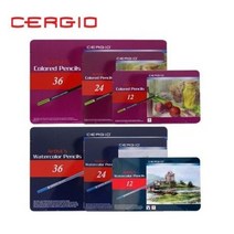 세르지오 유성 수채 색연필 12색 24색 36색 틴케이스, 수성 12색