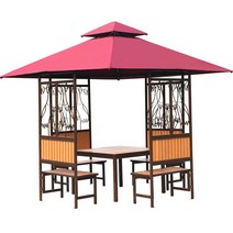 파고라 정원 야외 차양막 정자 원두막 옥상 조립식, 브라운 (1.2m 테이블 포함)