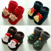 슬로우베베 에이씨 크리스마스 봉봉 인형 양말 4컬러 유아동 양말 크리스마스 양말선물 베베 산타 종 루돌프 트리