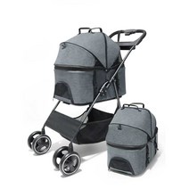 고양이유모차 강아지 접이식 폴딩 탈부착 가능 웨건, 핑크