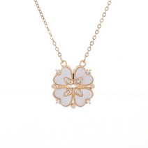 여성 목걸이 변신 럭셔리 네잎 클로버 펜던트 스테인레스 스틸 지르콘 골드 컬러 하트 쥬얼리 여성용 선물