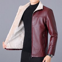 할리데이비슨 플리스 가죽 자켓 남성용 가을 겨울 슬림 버전 멋진 오토바이, [08] XXL, [02] 빨간