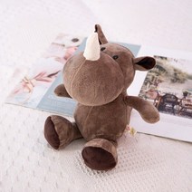 25cm 숲 동물 인형 코끼리 사자 호랑이 원숭이 기린 여우 얼룩말 너구리 하마 코뿔소 플러시 장난감 베개 생일 선물봉제인형 문어인형 강아지인형 애착인형, rhinoceros