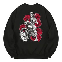 KAN6312 KMB0151 치카노걸스 바이크 기모 맨투맨 - 블랙