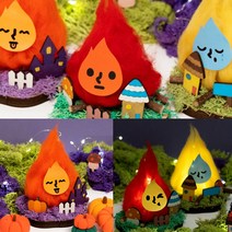 민화샵 MDF 모닥불 만들기 DIY 만들기키트 인테리어 소품 불멍, 민화 MDF 모닥불_노란 불꽃