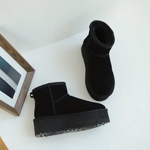 [쥬드] 5cm 키높이 털안감 스웨이드 포근 따뜻한 랭키 퍼안감 통굽 숏부츠