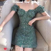 플라워 원피스 그린 미니원피스 여름 휴양지 여행