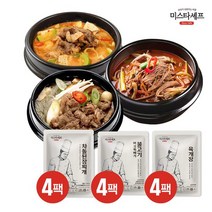 미스타셰프 육개장 4팩+버섯뚝배기불고기 4팩+차돌된장 4팩, 없음
