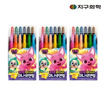 지구화학 핑크퐁 원더스타 미니 색연필, 3개, 12색